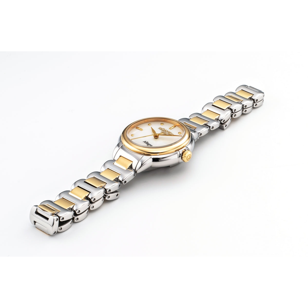 roamer allegra ladies two tone mop dial bracelet watch