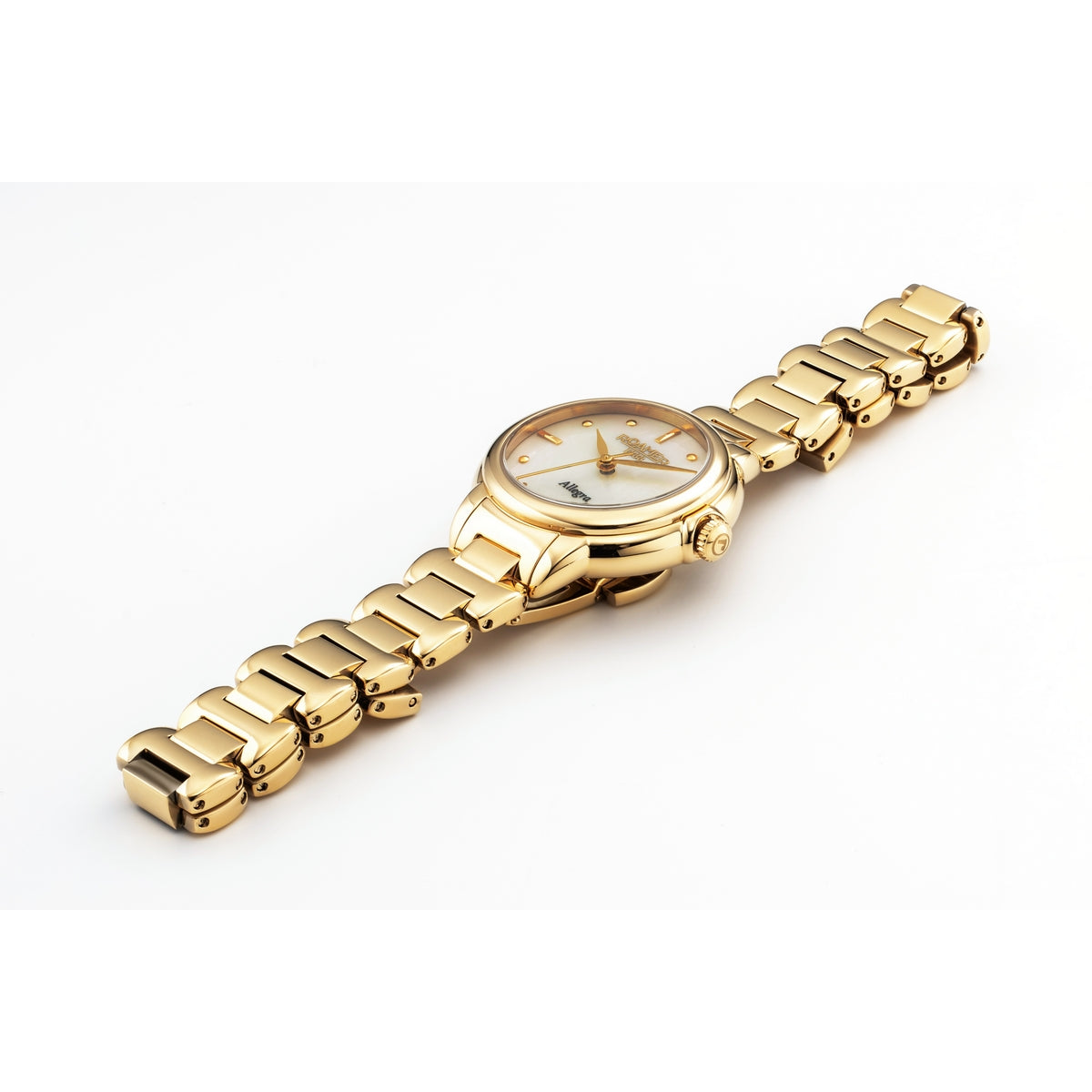 roamer allegra ladies gold plated mop dial bracelet watch