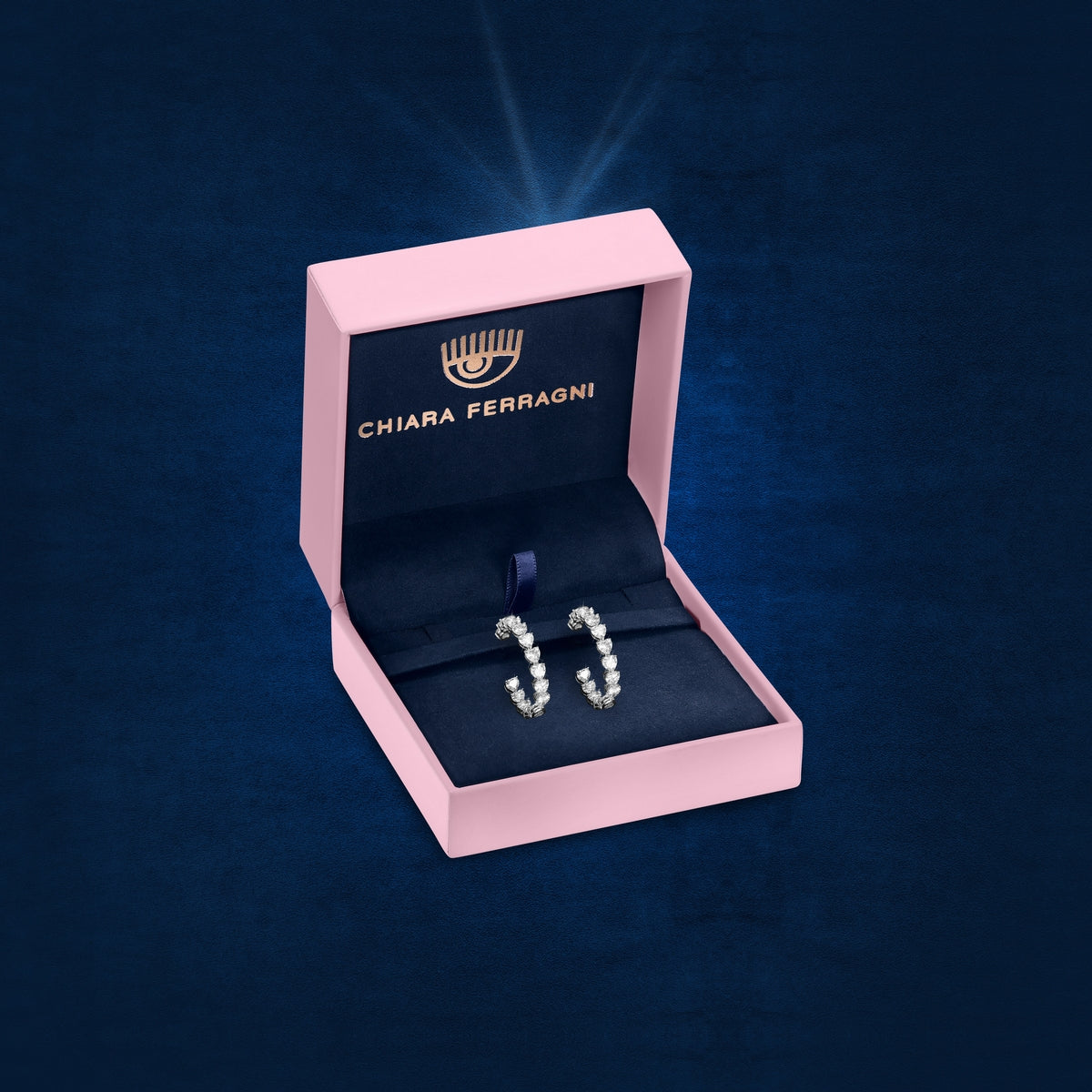 chiara ferragni diamond heart earrings hoop with white heart stones