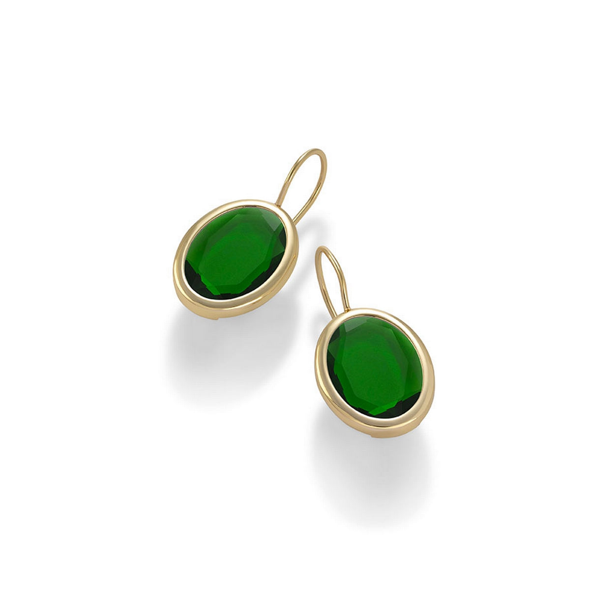 aquaforte caramelle ovali leverback earrings with bottle-green faceted venitian glass