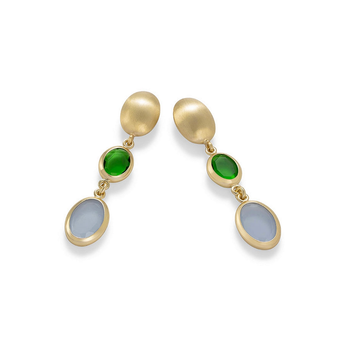 aquaforte caramelle ovali pendant earrings with two different faceted venitian glass