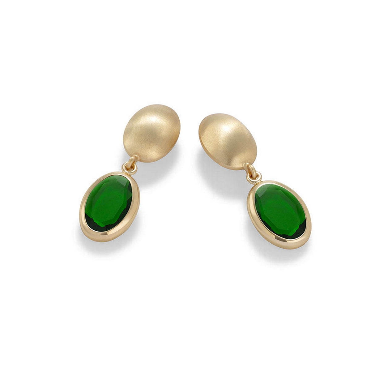 aquaforte caramelle ovali pendant earrings with bottle-green faceted venitian glass