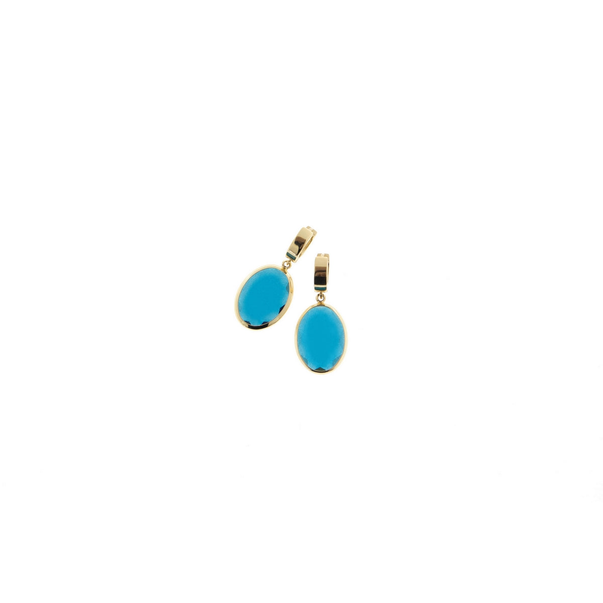 aquaforte coriandoli snap earrings with oval blue faceted venitian glass