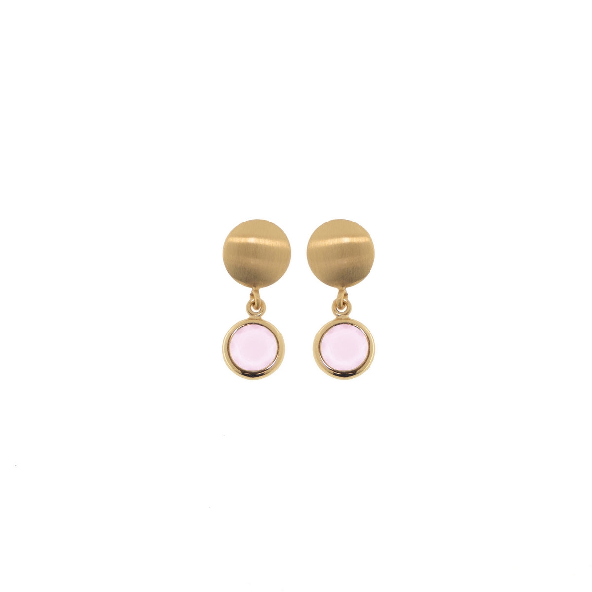 aquaforte mignon earrings with satin round head and baby pink faceted venitian glass pendants