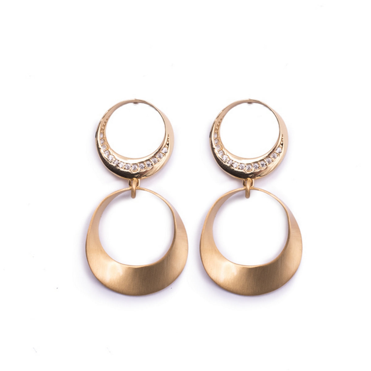 aquaforte lune dangling earrings with cubic zirconia