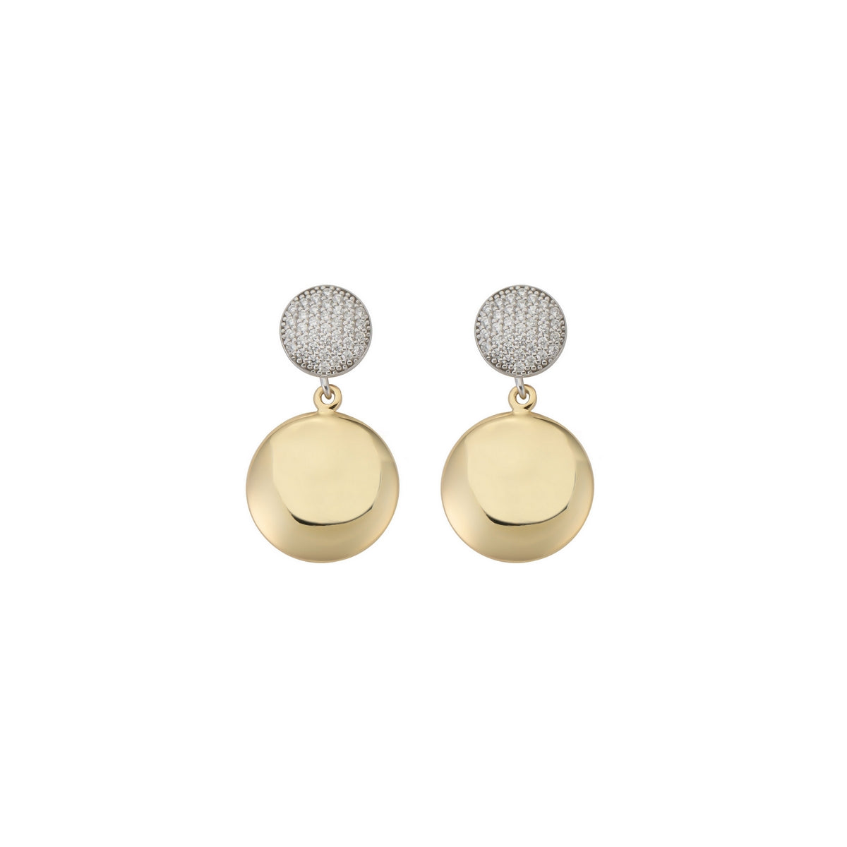 aquaforte i bicolore dangling earrings with pave' cubic zirconia
