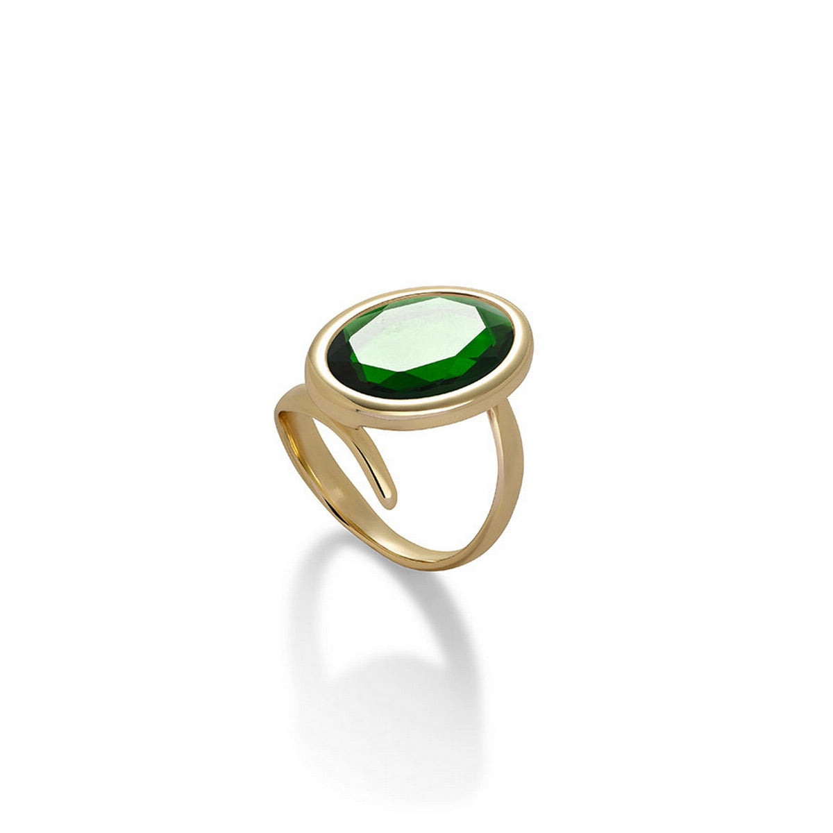 aquaforte caramelle ovali ring with bottle-green faceted venitian glass