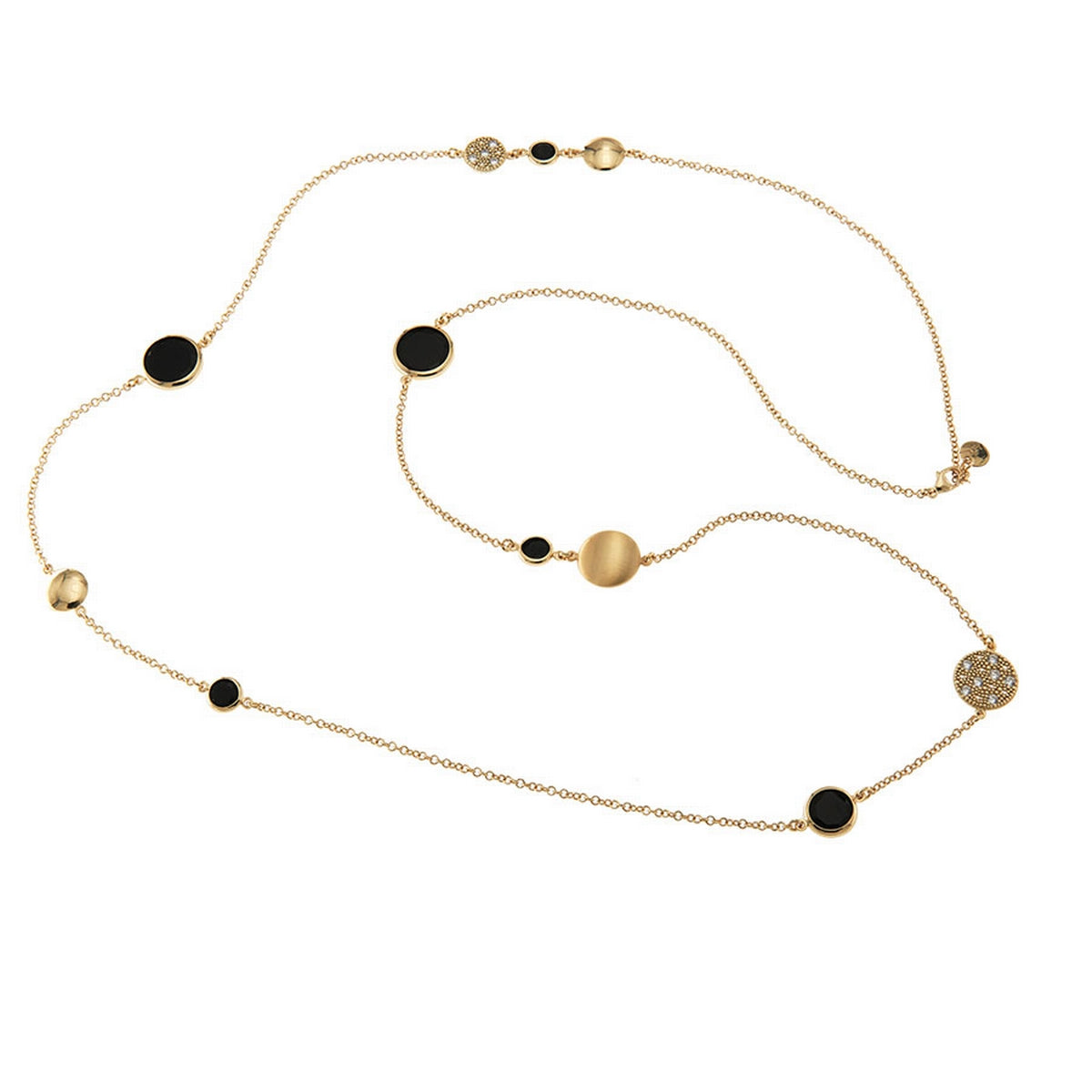 aquaforte tonde reverse necklace with black faceted venitian glass and zirconia