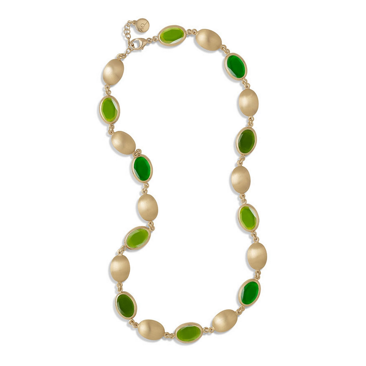 aquaforte caramelle ovali necklace with green tones faceted venitian glass