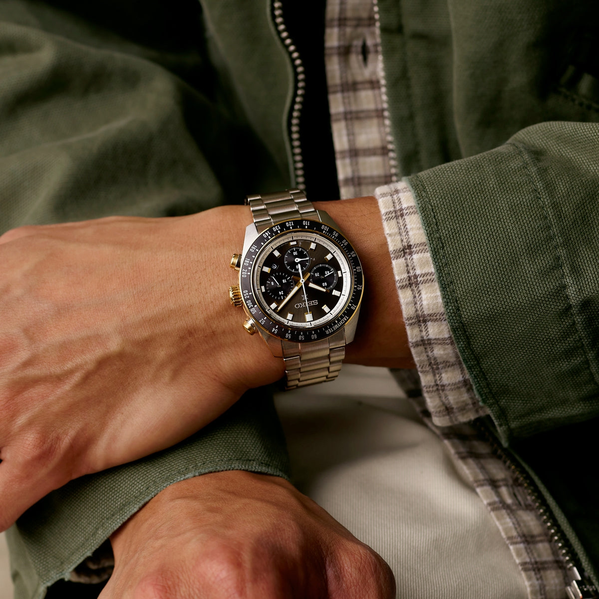 seiko prospex speedtimer racing solar chronograph in grey