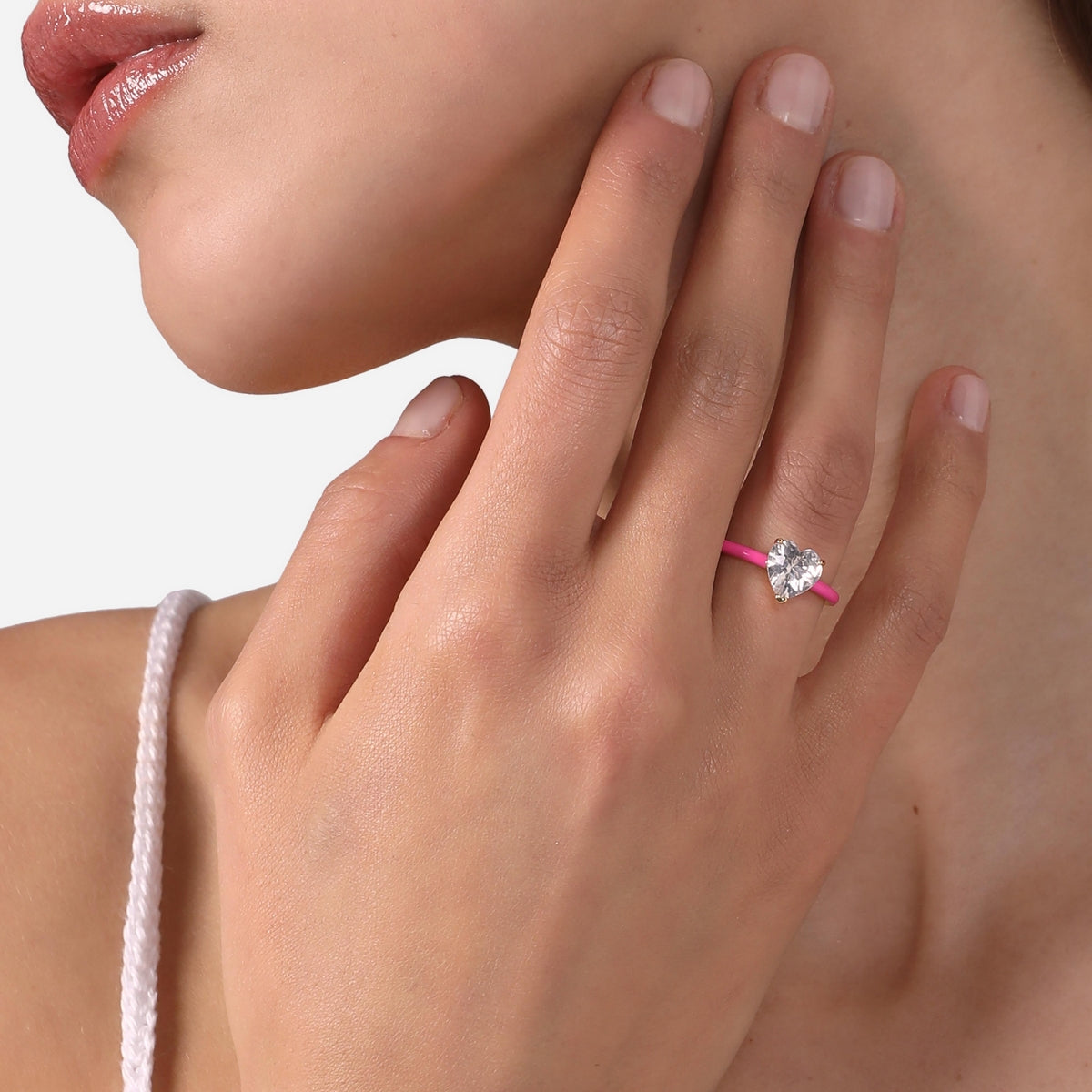 chiara ferragni love parade pink enamel ring size n