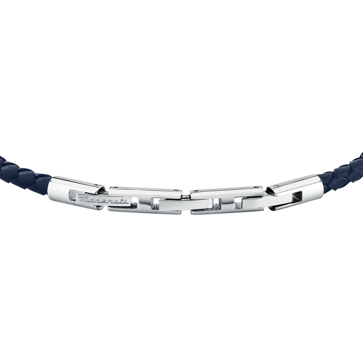 maserati jewels leather stainless steel bracelet black leather blue 38+3cm