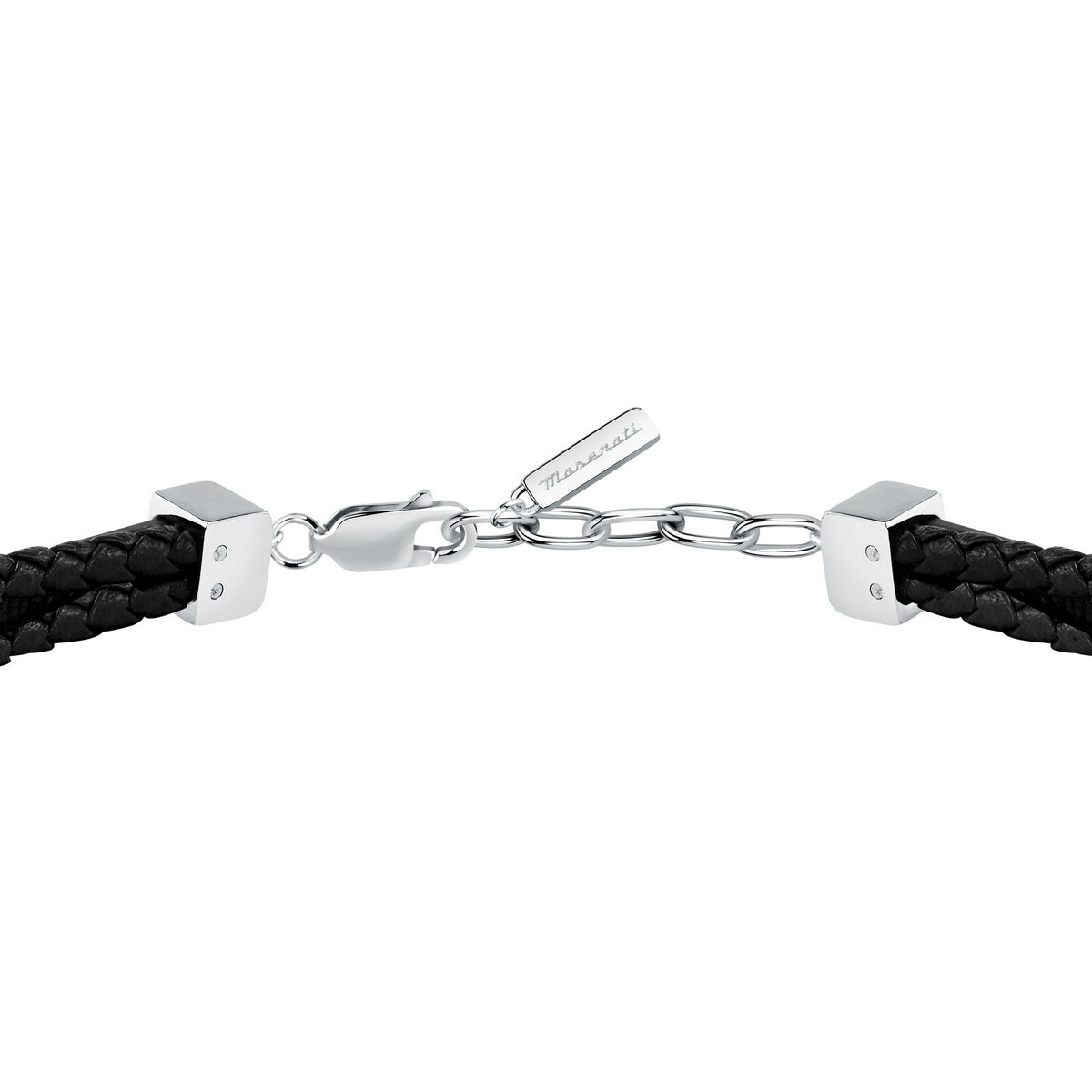 maserati jewels leather bracelet stainless steel black recycled leather black 19+3cm