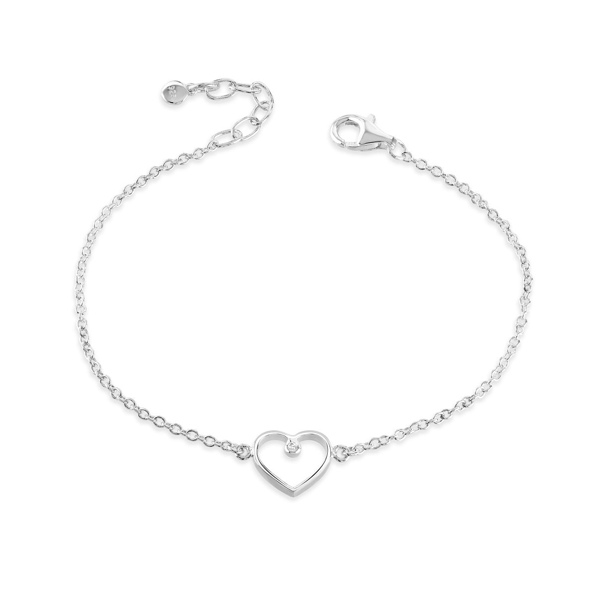 single 10mm open heart with diamond bracelet