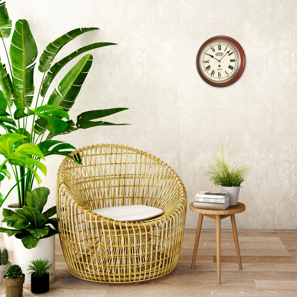 seiko wood station clock