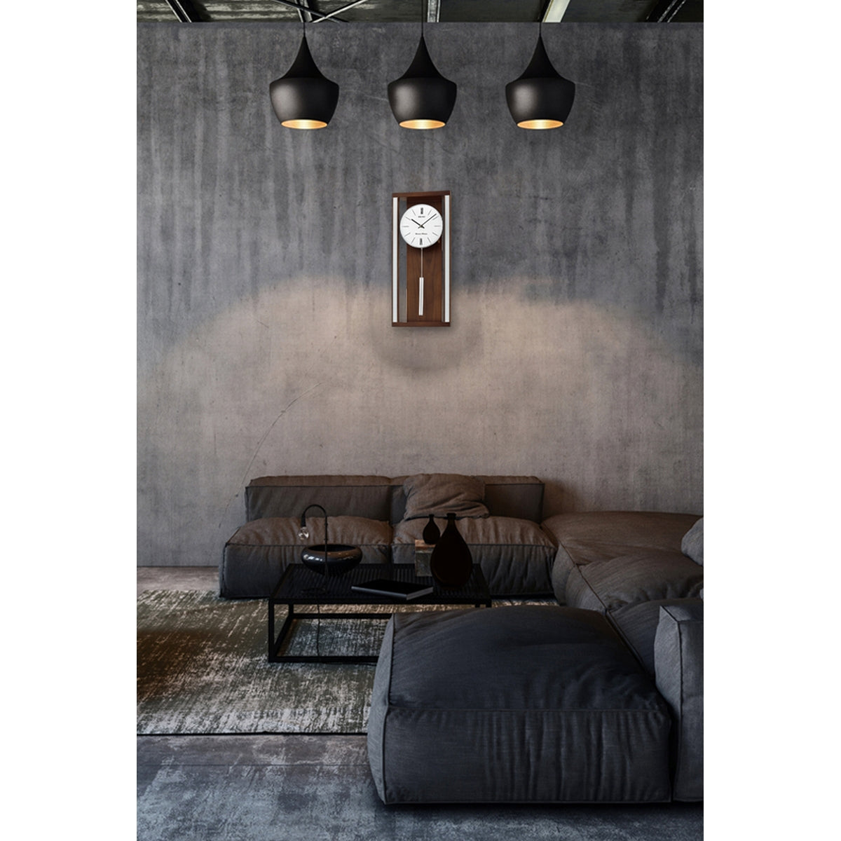 seiko quartz dark wood pendulum wall clock