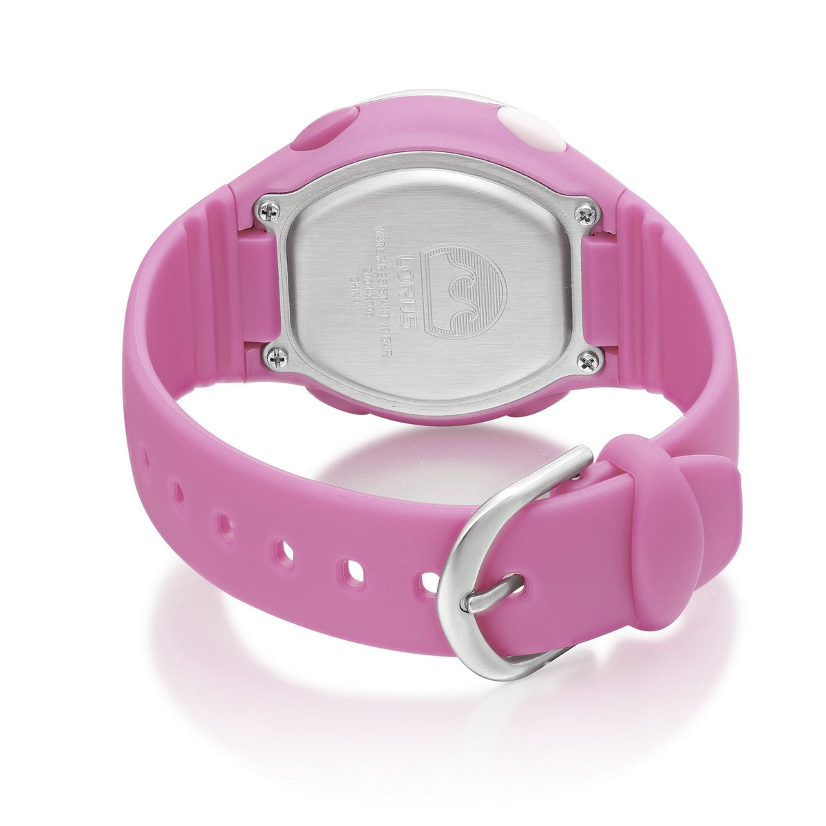 lorus digital quartz polyurethane pink watch