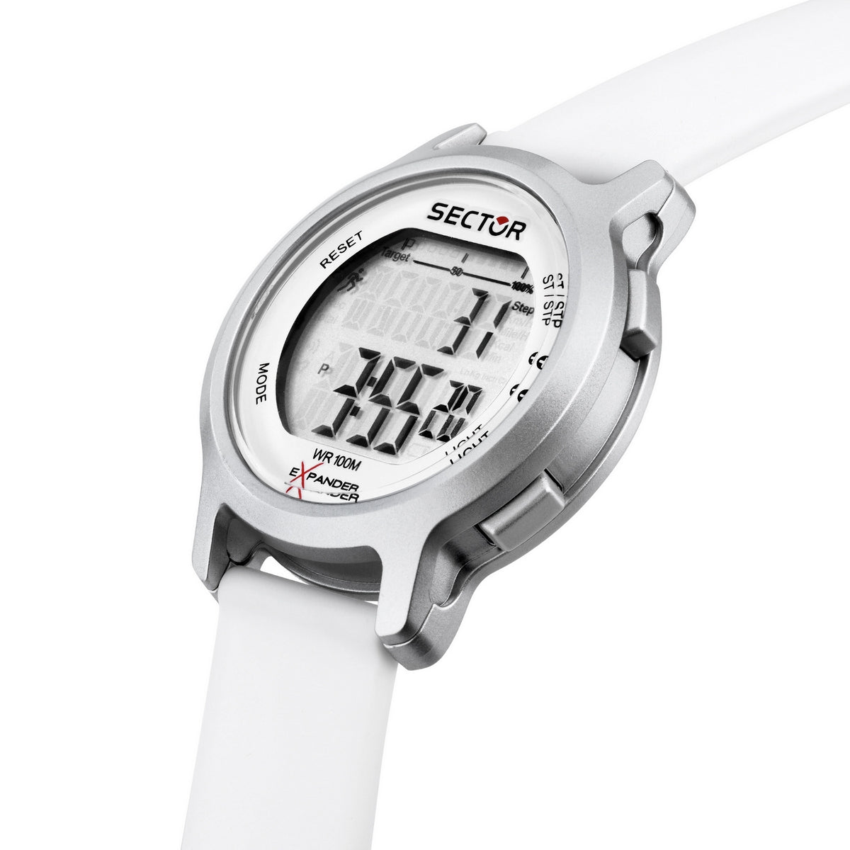 sector ex-27 43mm digital white dial white st