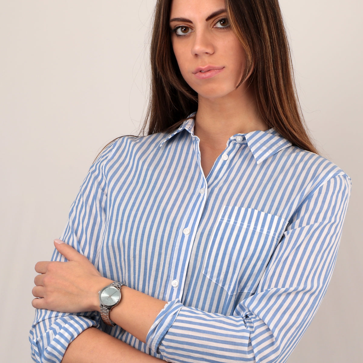 sector 370 32mm 3 hand l.blue dial bracelet watch
