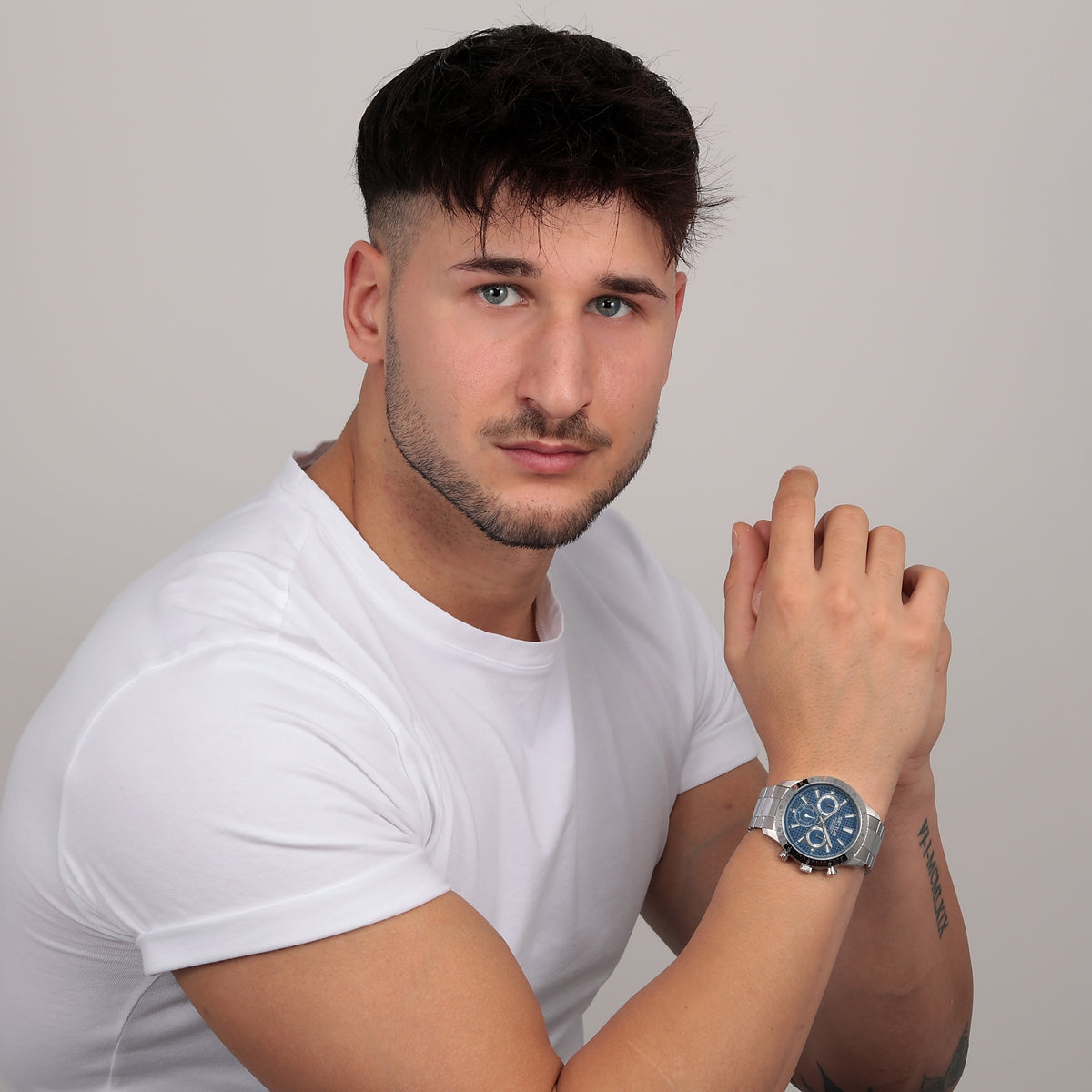 sector 270 45mm multi dial blue dial bracelet watch