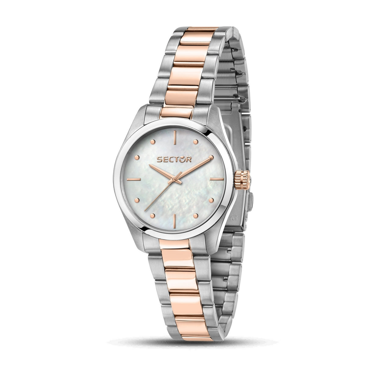 sector quartz ladies mother of pearl dial two tone bracelet watch