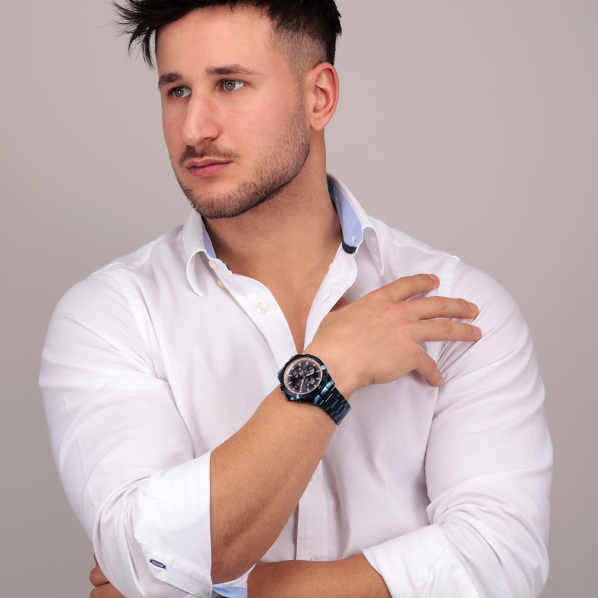 sector adv2500 43mm chronograph blue dial bracelet blue watch