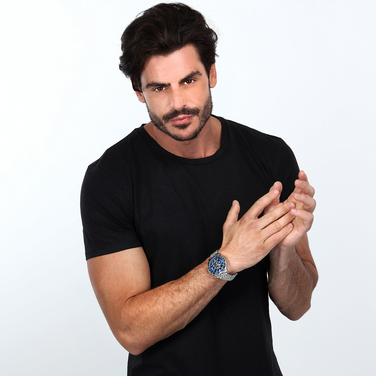 sector 230 43mm chronograph blue dial bracelet watch