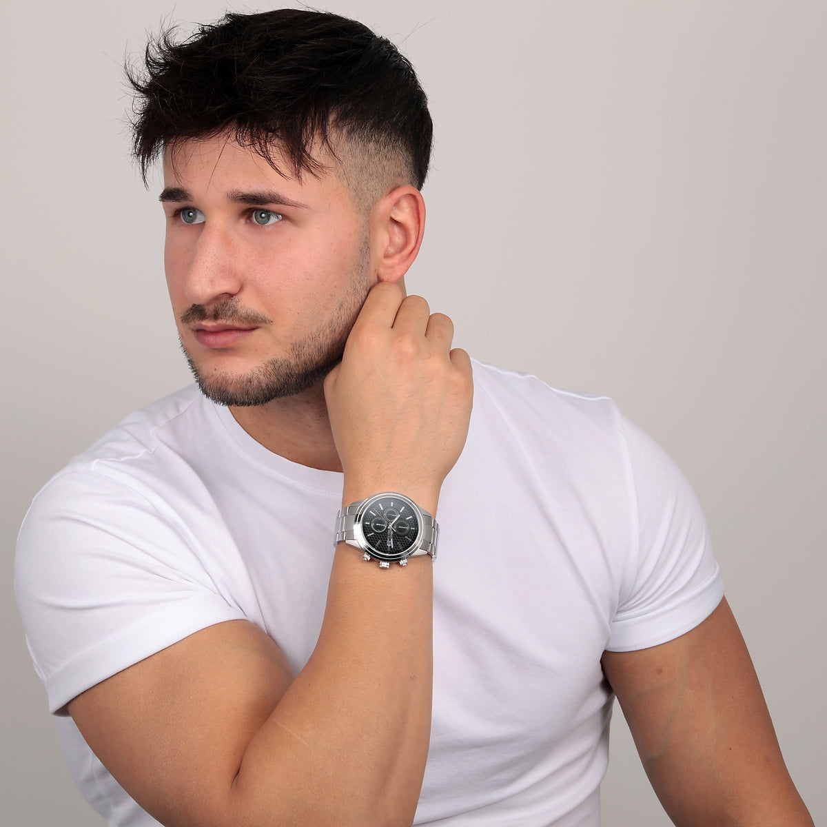sector 670 45mm chronograph black dial bracelet watch