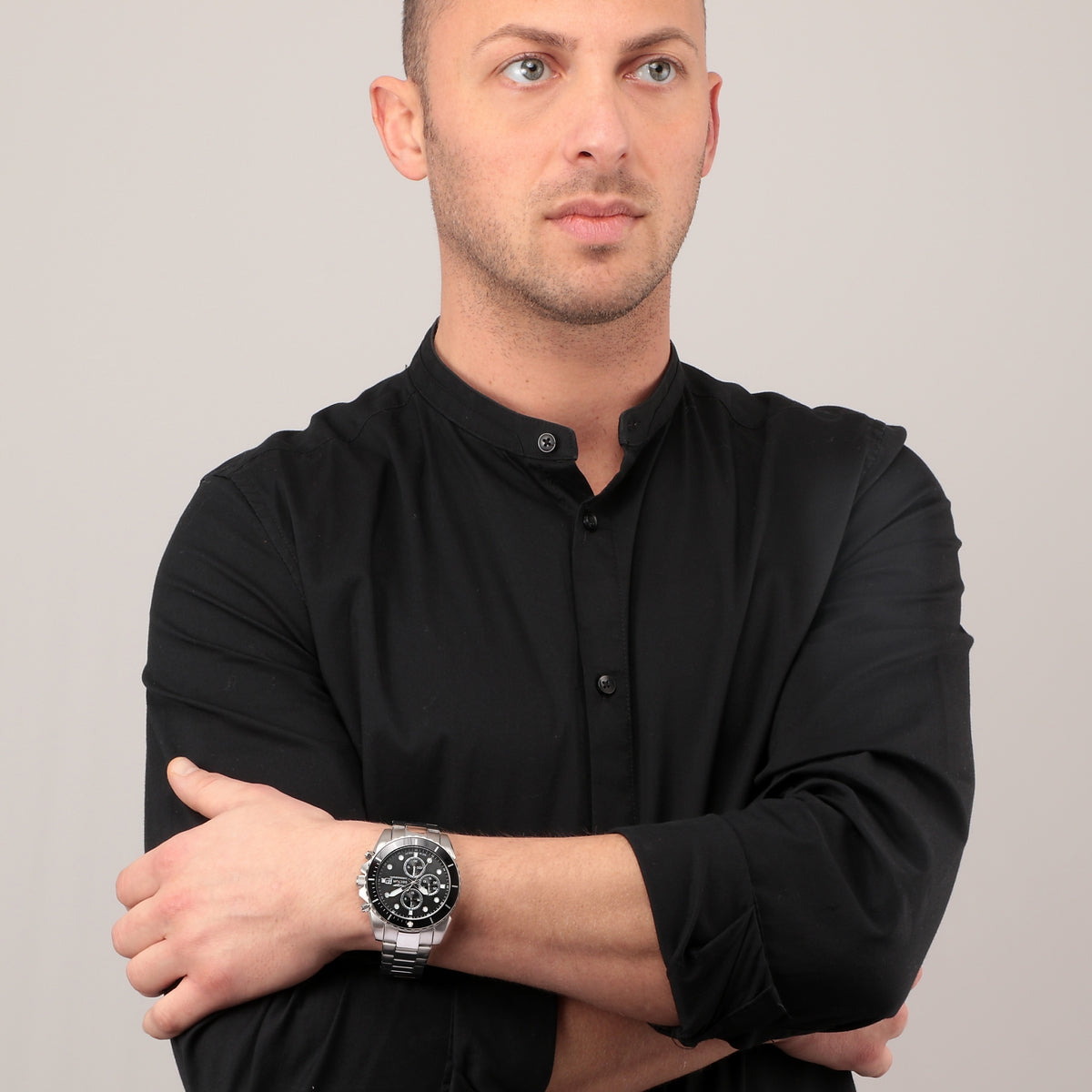 sector 450 43mm chronograph black dial bracelet watch