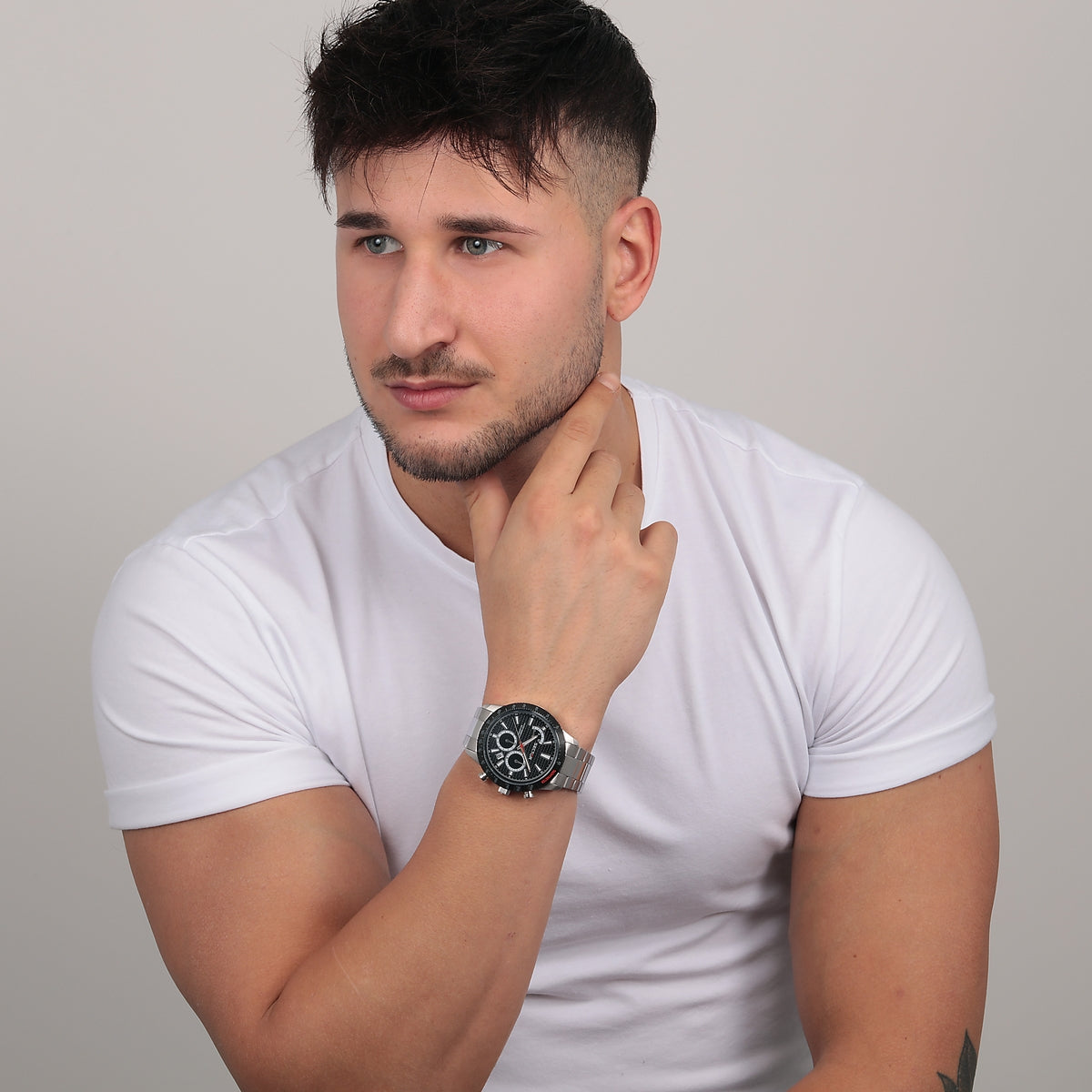 sector 270 45mm chronograph black dial bracelet watch