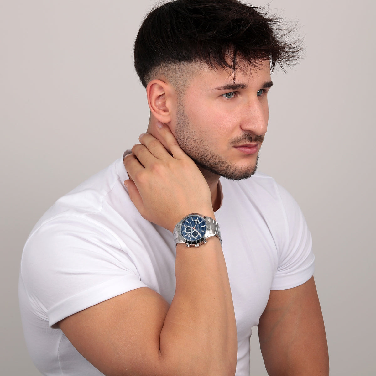 sector 270 45mm chronograph blue dial bracelet watch