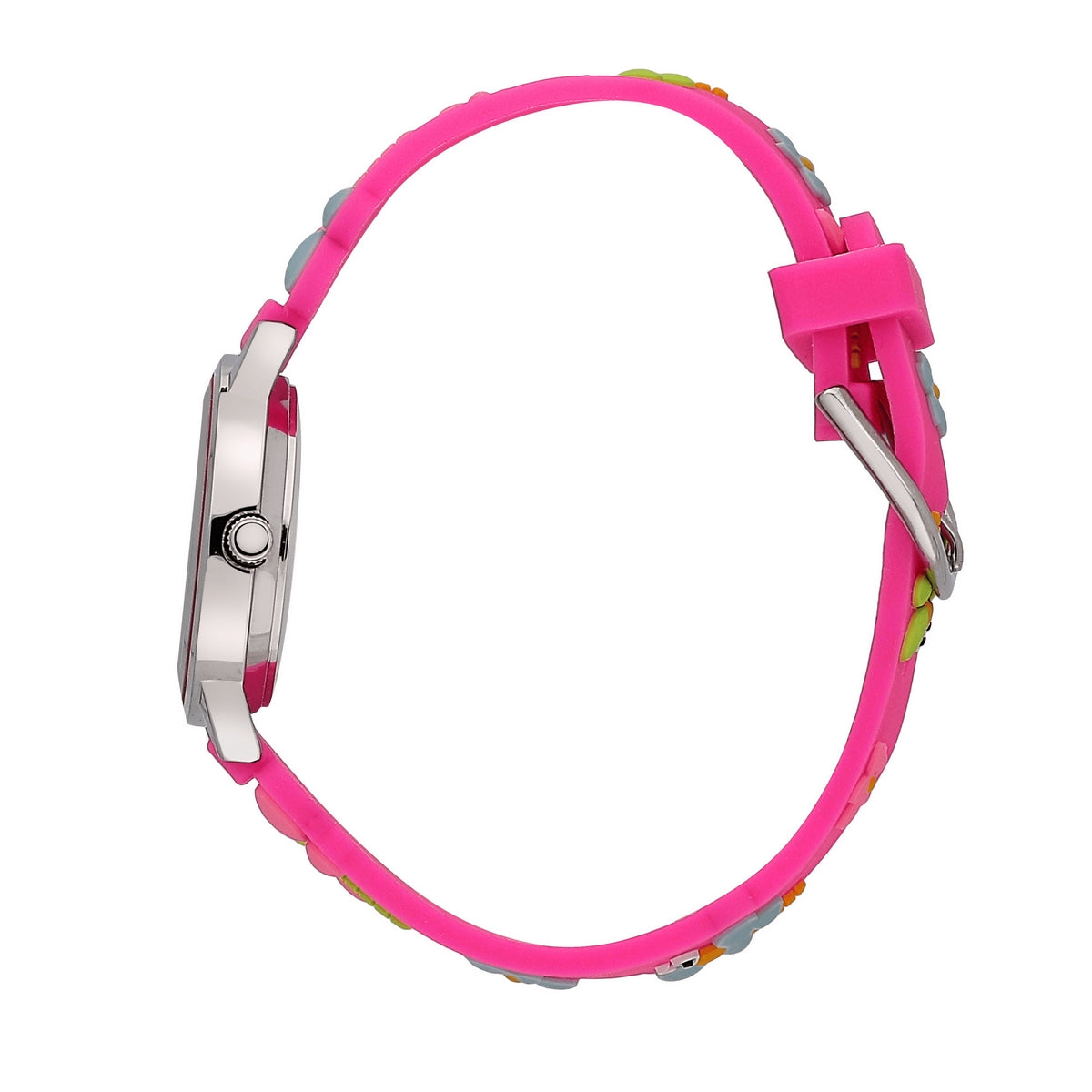 kikou hobby 28mm white dial fuchsia pvc strap