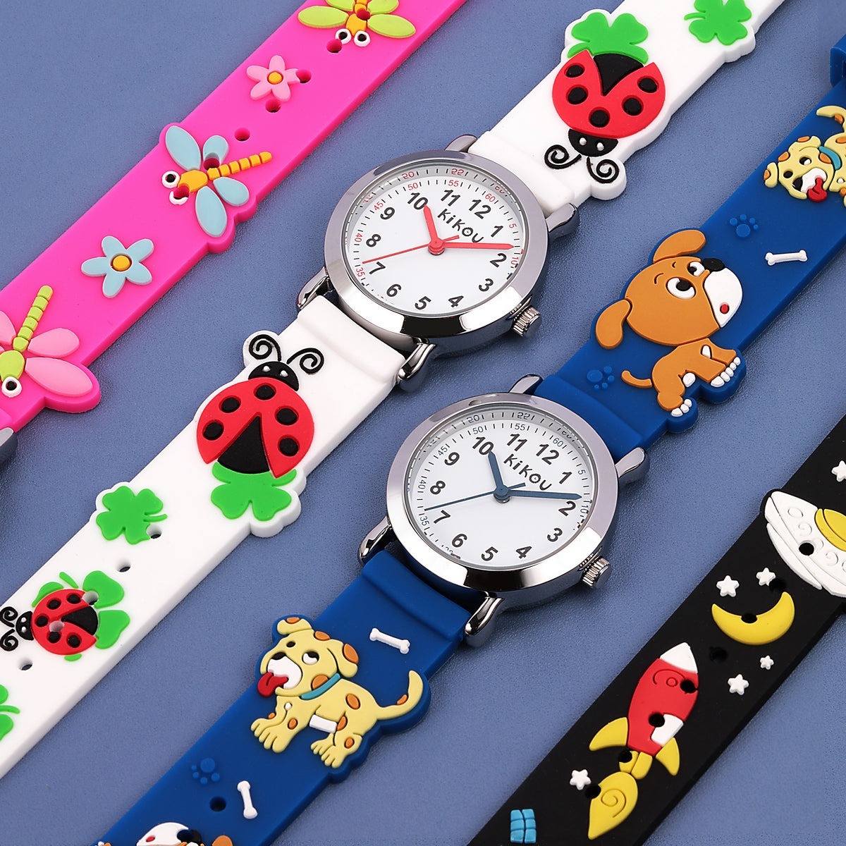 kikou mignon 26mm white dial blue pvc strap