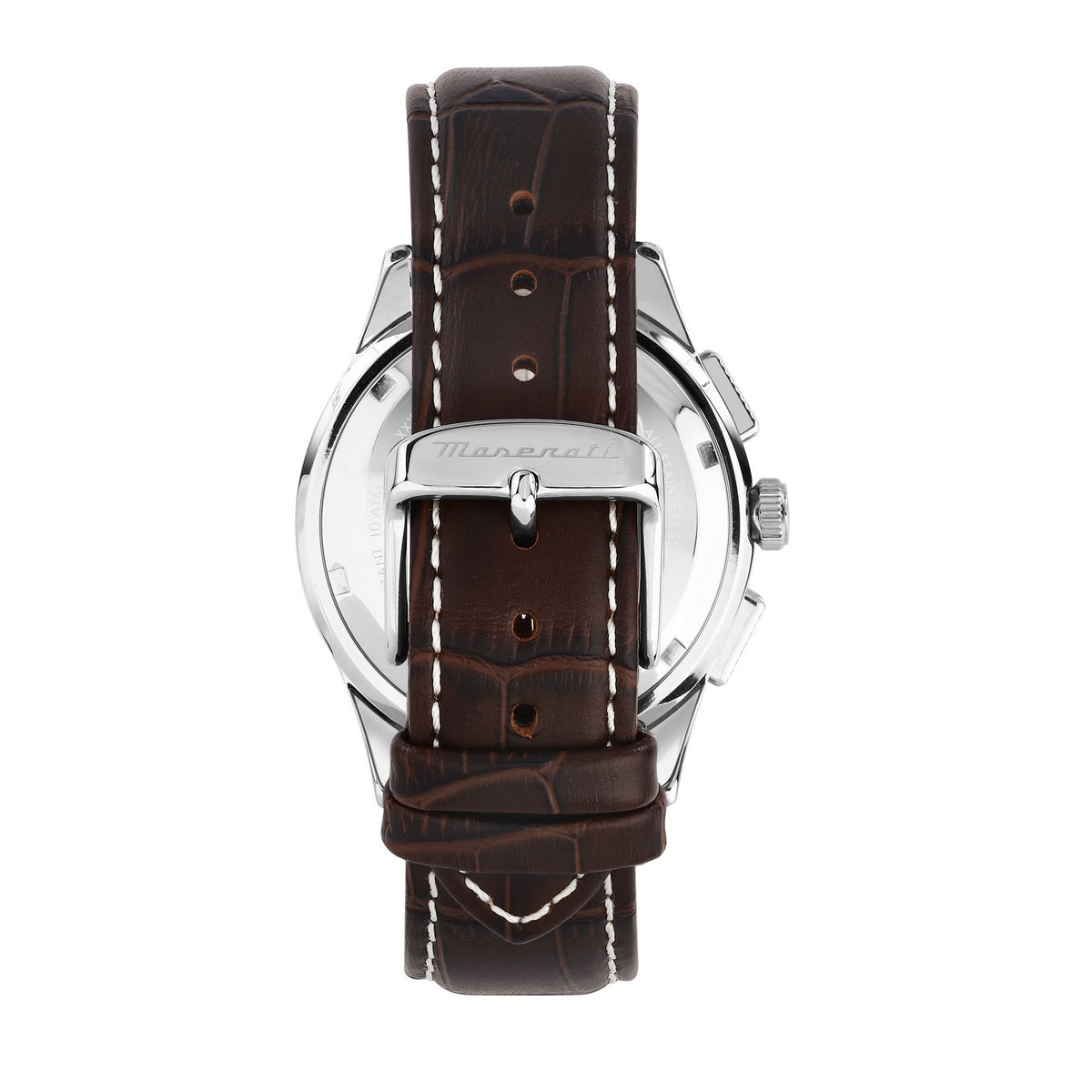 maserati sorpa stainless steel 42mm chronograph beige dial brown strap