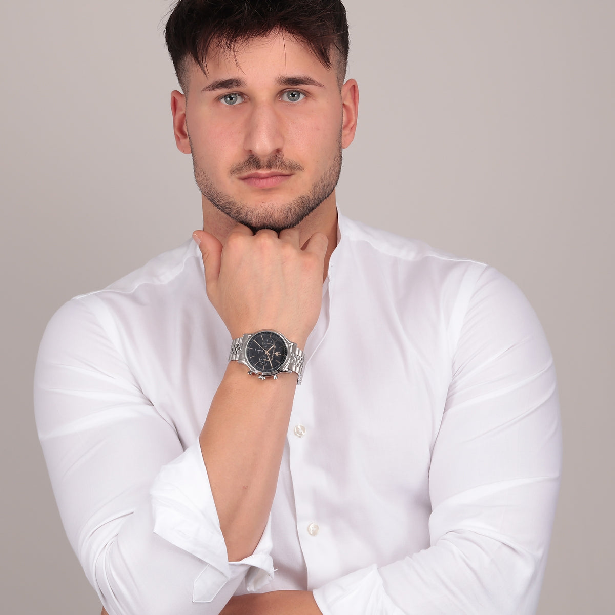 maserati epoca 42mm chr black dial br ss