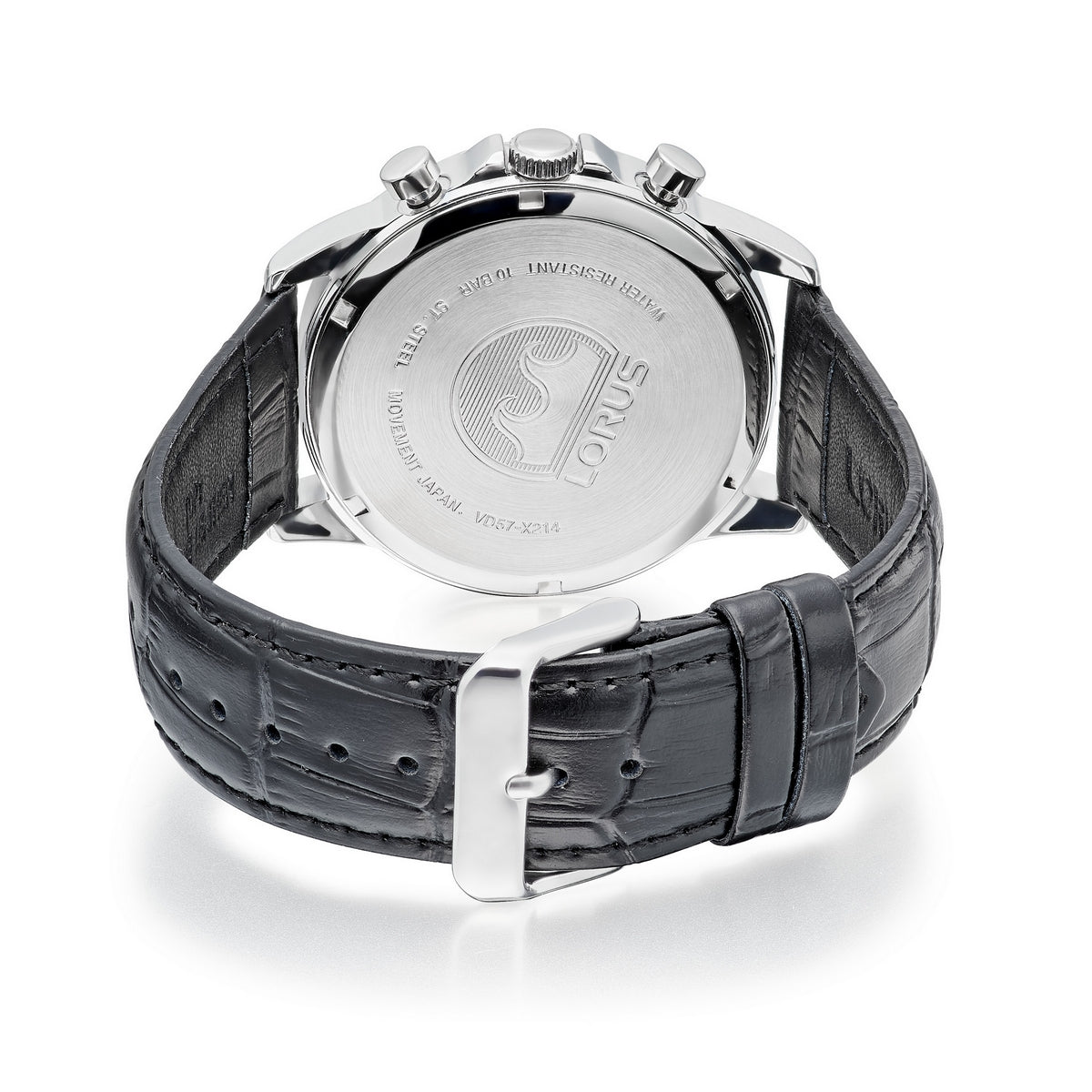 lorus chronograph gents stainless steel blue dial strap watch