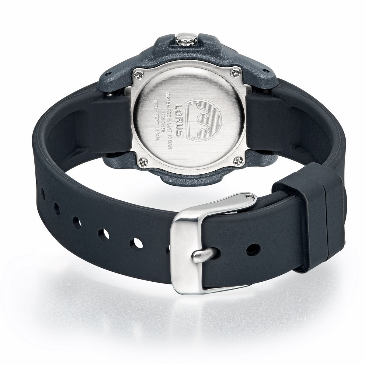 lorus quartz kids white dial black silicone strap