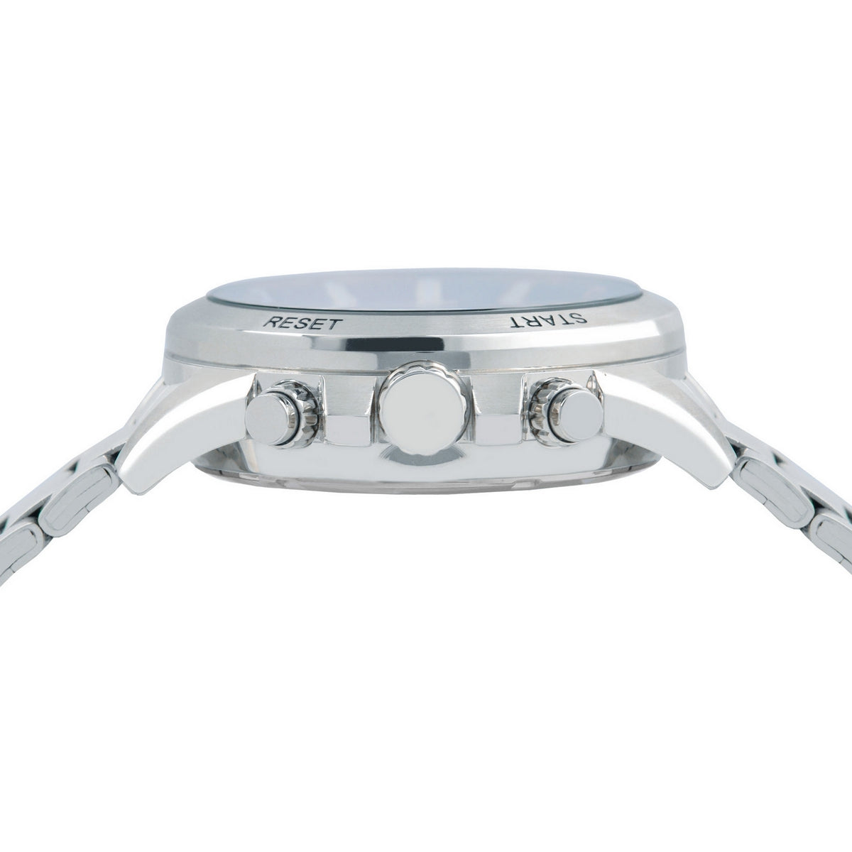 lorus quartz duo display gents stainless steel black dial bracelet watch