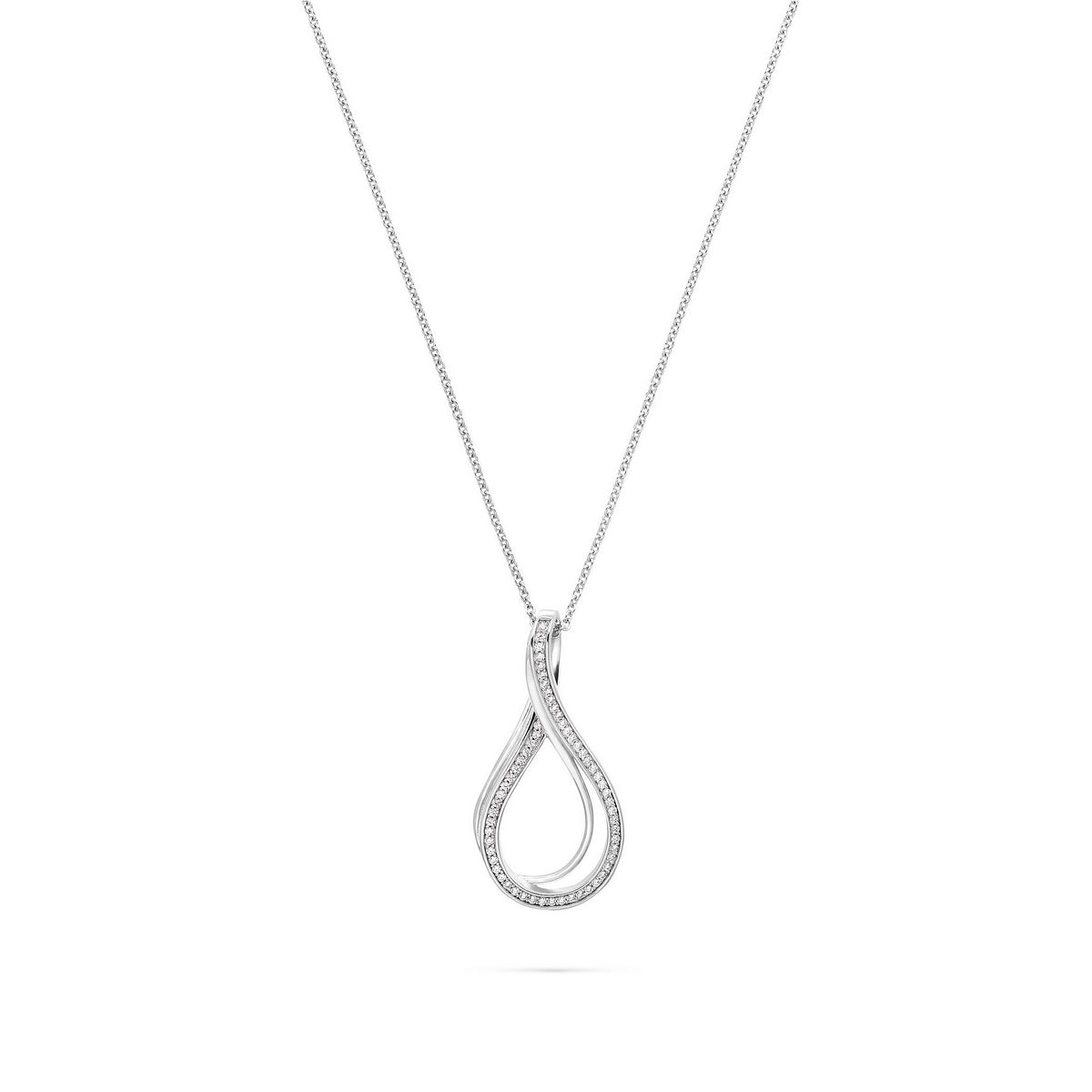 jette necklace silver 925 rhodium plated with cubic zirconia 70cm