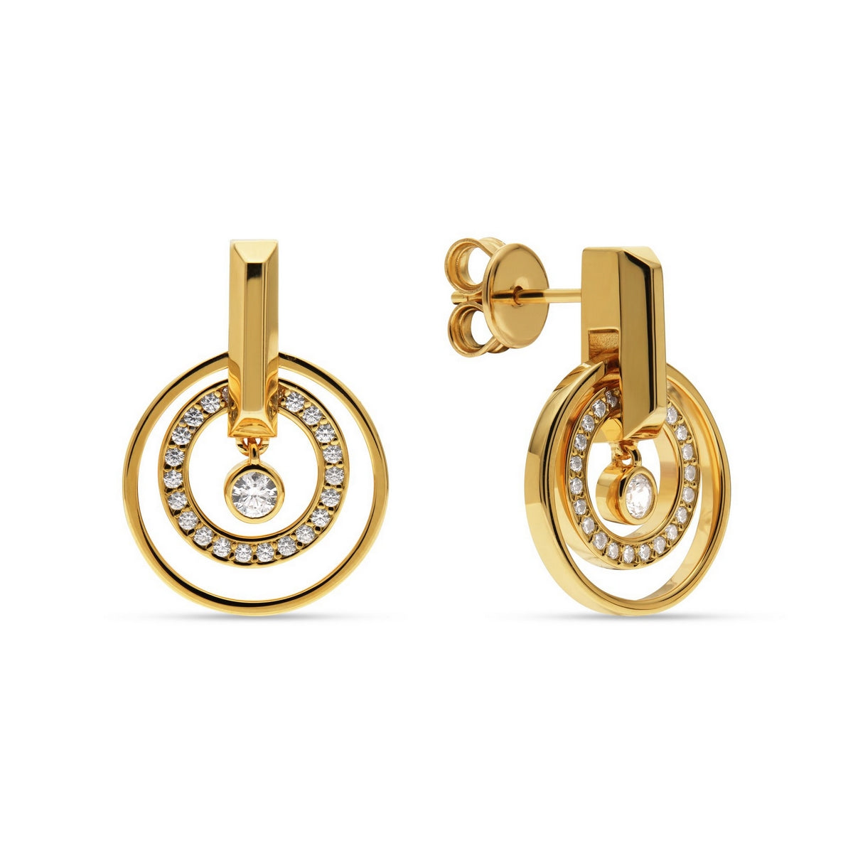 jette earrings silver 925 yellow gold plate with cubic zirconia