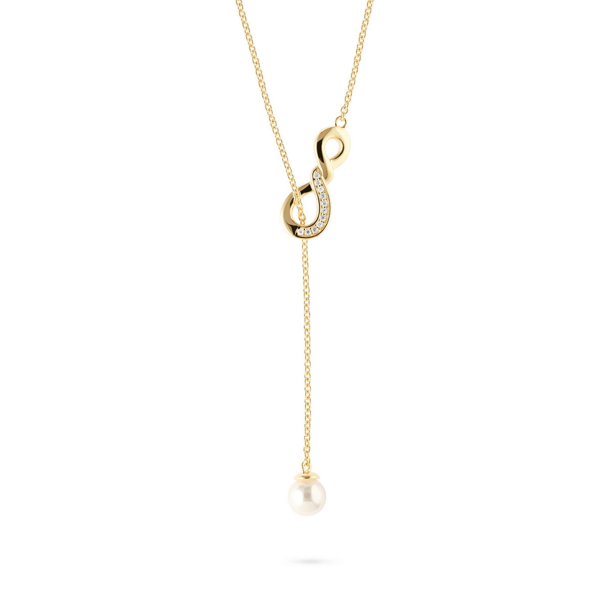 jette necklace silv925 yellow gold plate with cubic zirconia shell pea 50cm