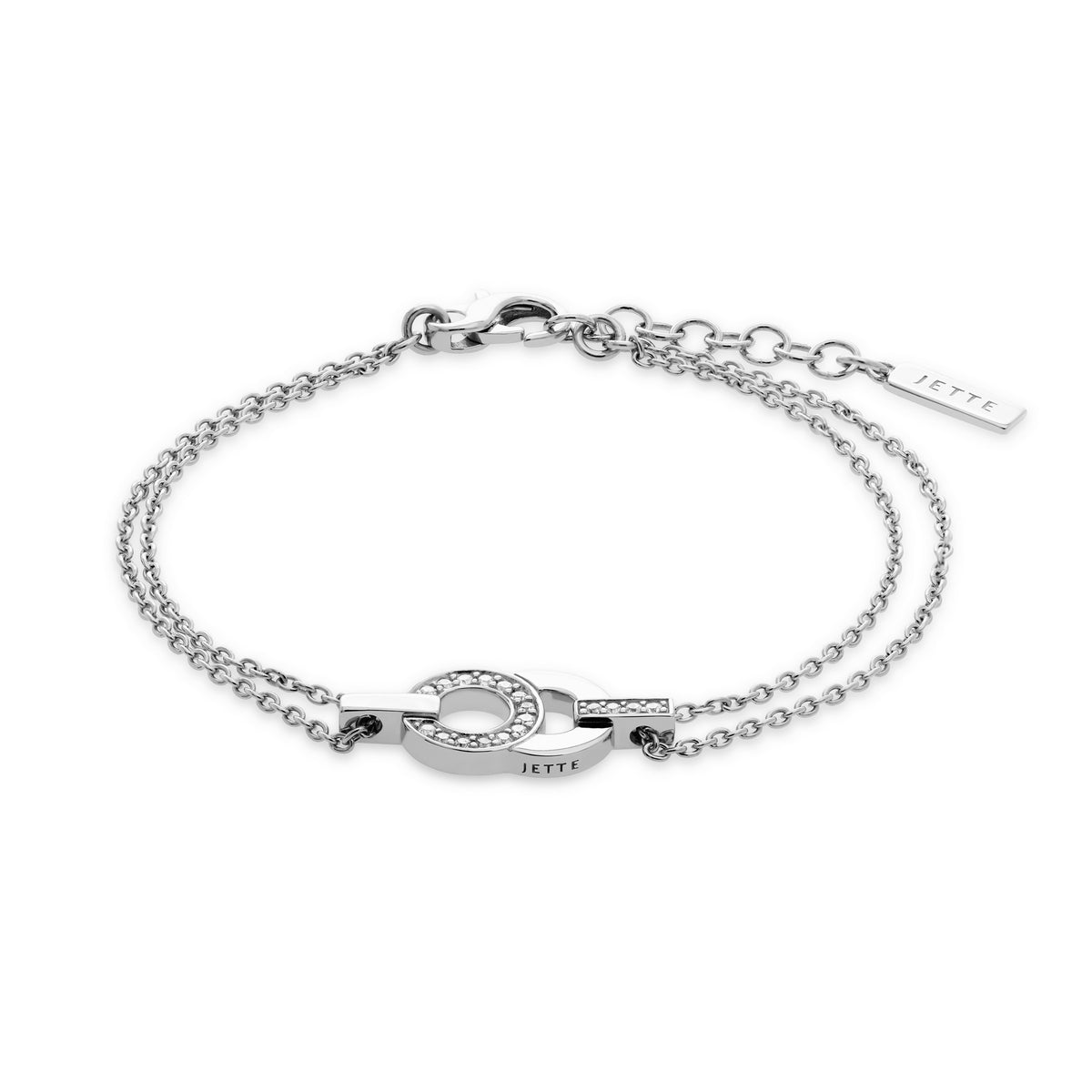 jette bracelet silver 925 rhodium plated with cubic zirconia 17+3cm