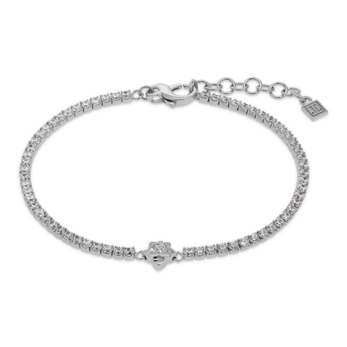 jette bracelet silver 925 rhodium plated with cubic zirconia 17+3cm