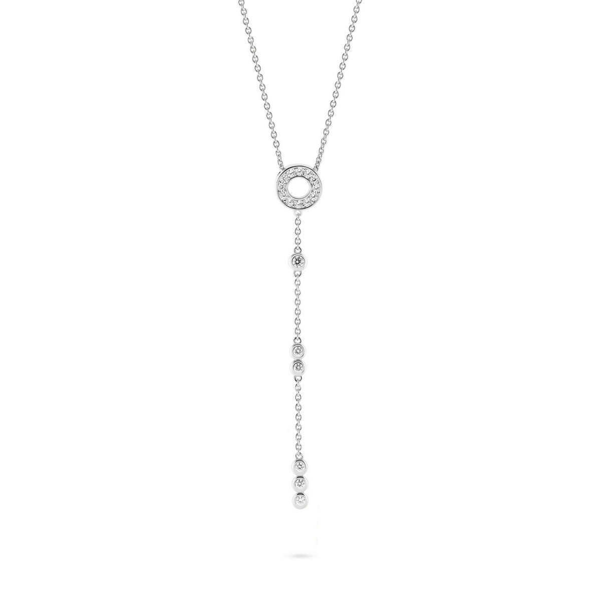 jette necklace silver 925 rhodium plated with cubic zirconia 42+3cm
