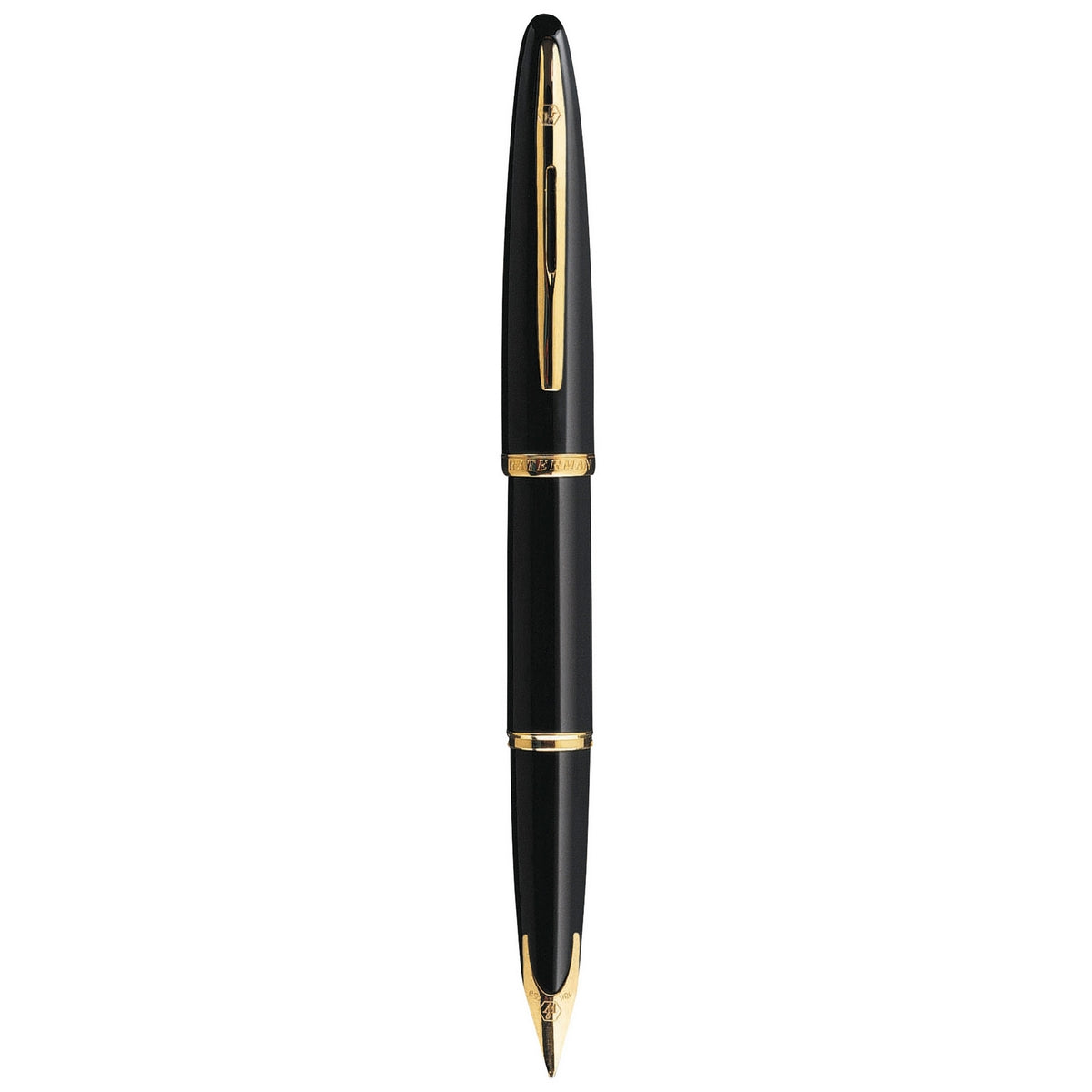 waterman - car�ne fountain pen black with gold trim, fine nib