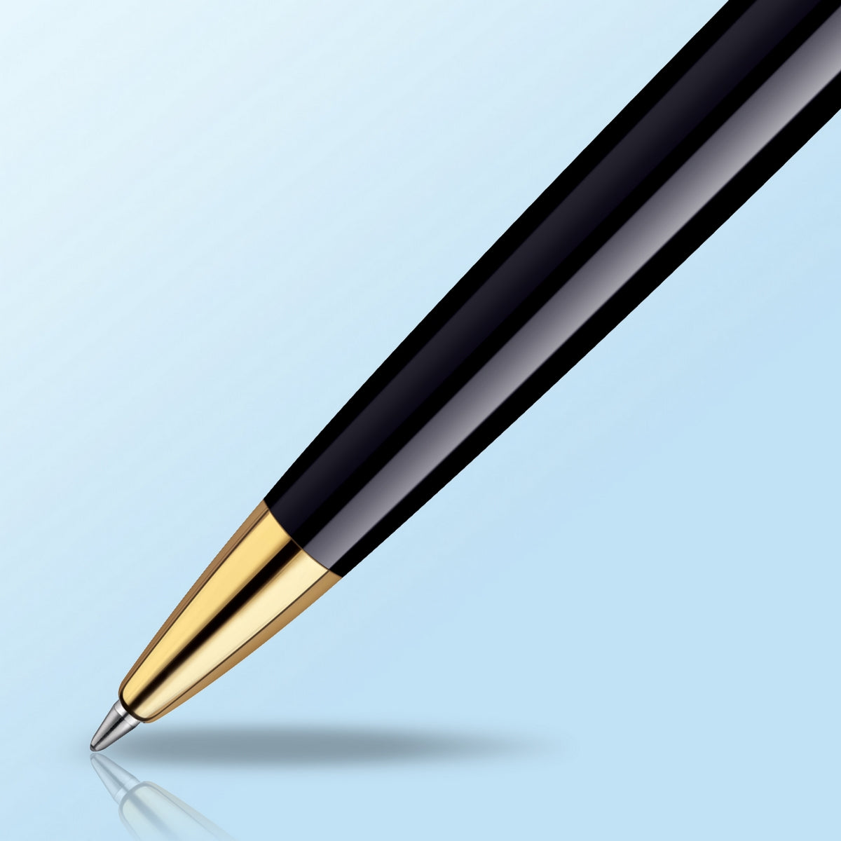 waterman - hemisphere- ballpoint pen black lacquer with gold trim