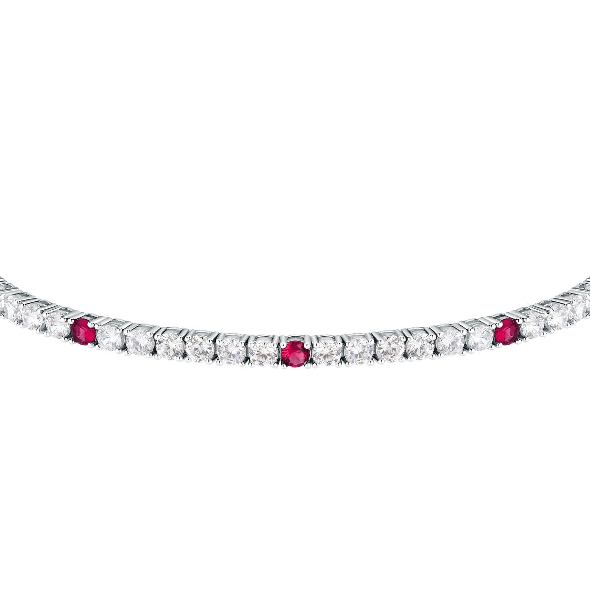tesori bracelet 925 silver white & ruby solo cz 19cm