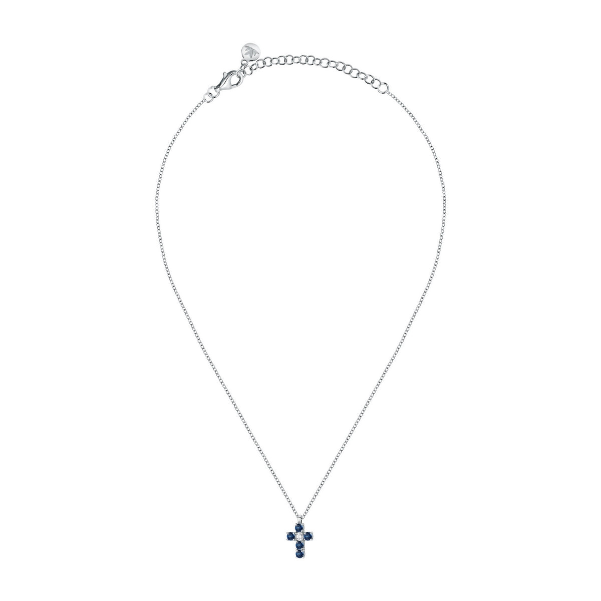 tesori necklace cross silver 925 rh blue+w 38+5cm