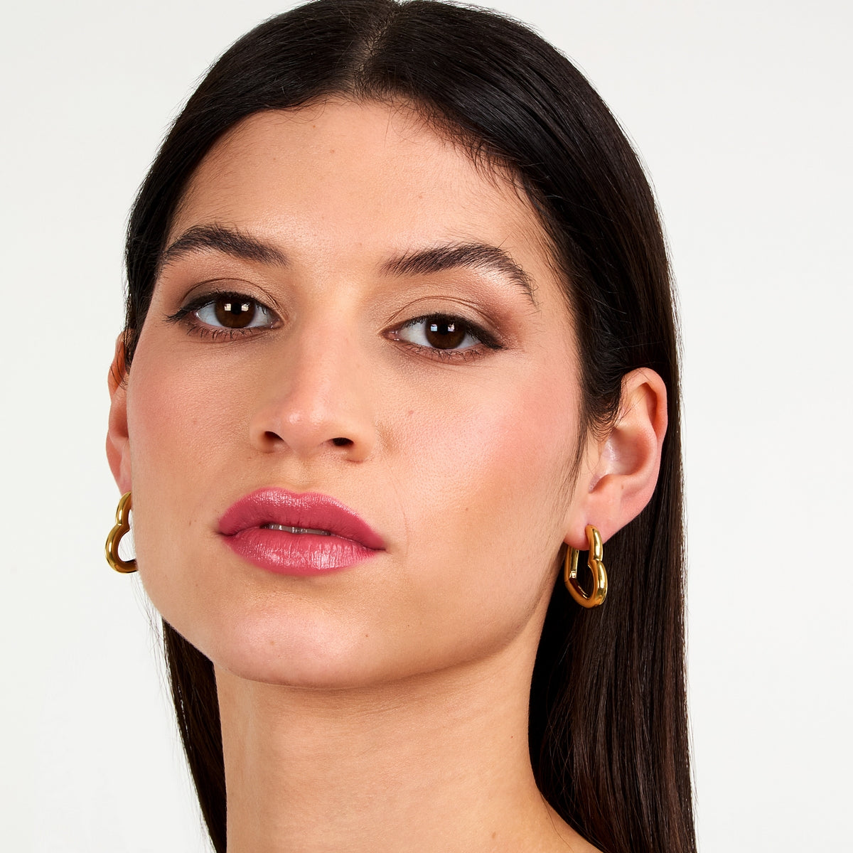 morellato 18k gold plated creole earring heart stainless steel yg 2.65cm