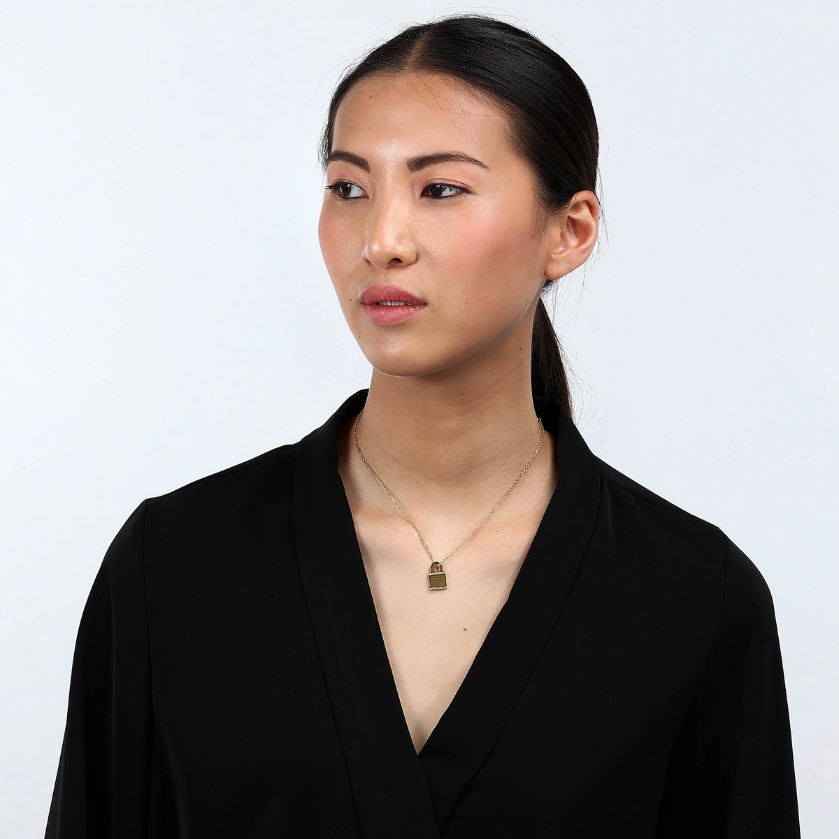 morellato 18k gold plated mascotte pendant lock wh crys 38+4cm